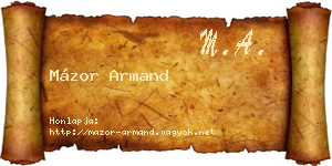 Mázor Armand névjegykártya